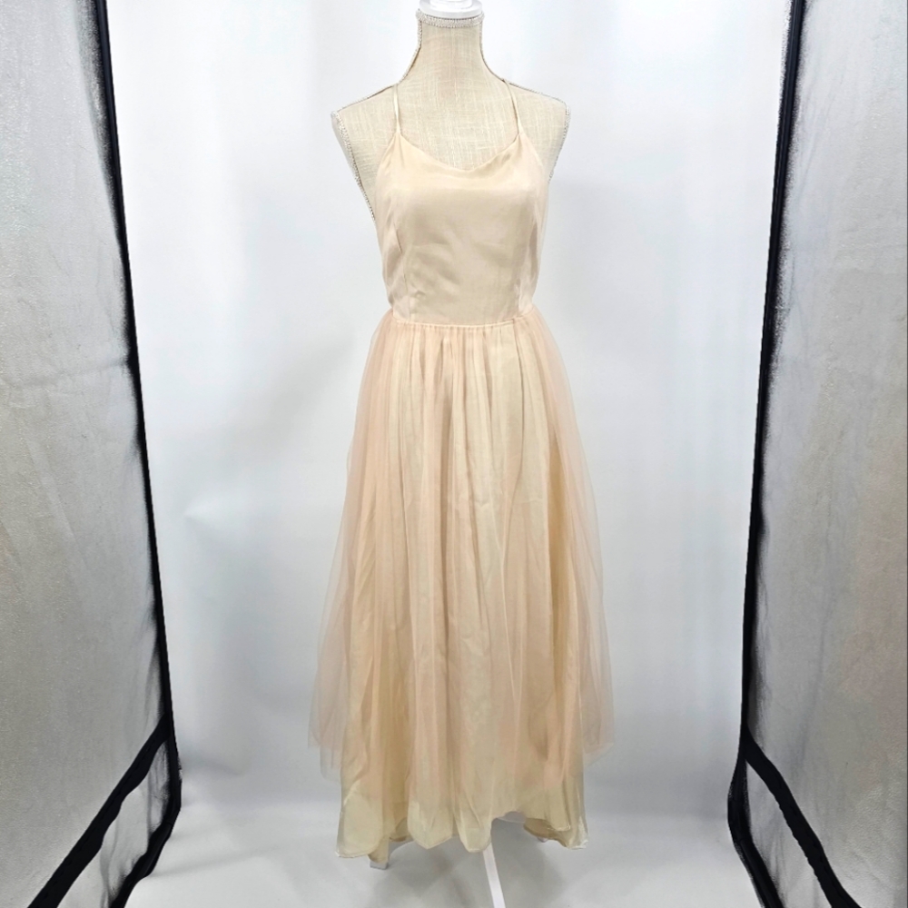 FASHION Midi Length Cream Tulle Skirt Dress Size S
